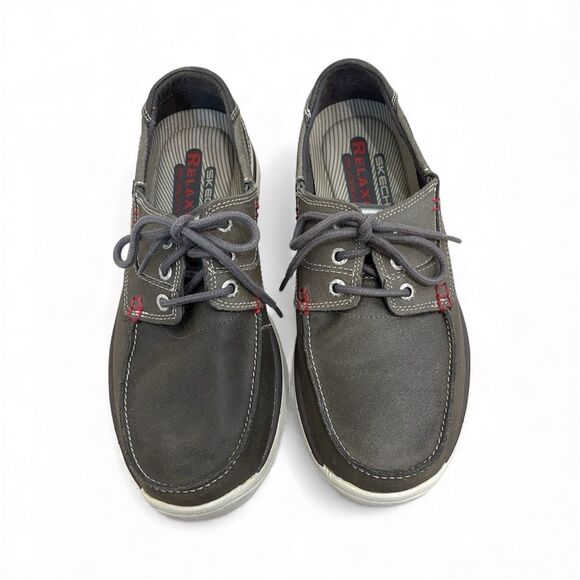 Skechers Men's 8.5 Relaxed Fit Memory Foam Boat Shoes CHAR Gray Excellent Cond - Picture 11 of 11